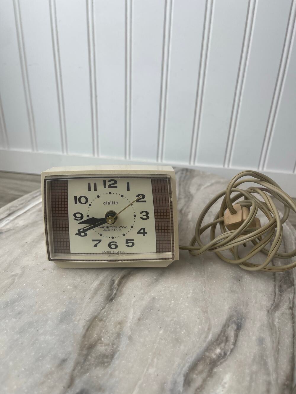 Alarm Clock Westclox Bold II Electric Dialite Cream VTG Made in USA Retro MCM